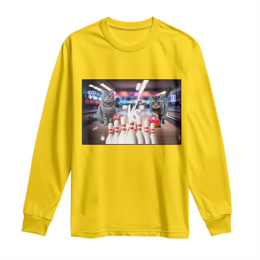 Funny Cats Bowling Battle Long Sleeve Shirt Gift For Cat Lovers TS12 Daisy Print Your Wear