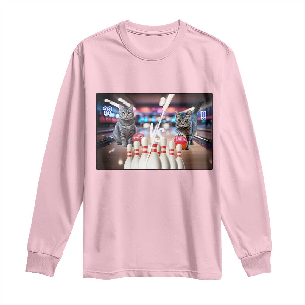 Funny Cats Bowling Battle Long Sleeve Shirt Gift For Cat Lovers TS12 Light Pink Print Your Wear