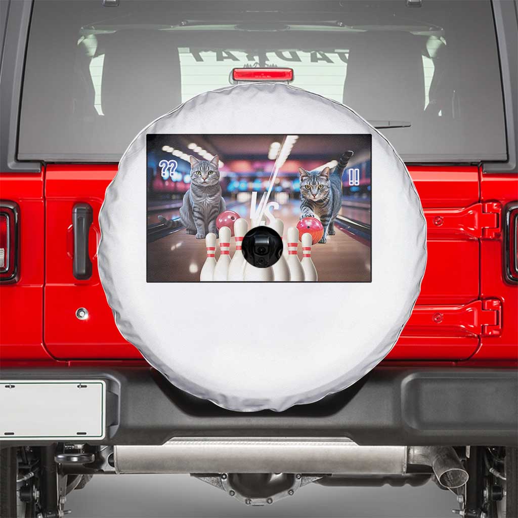 Funny Cats Bowling Battle Spare Tire Cover Gift For Cat Lovers TS12 Black Print Your Wear