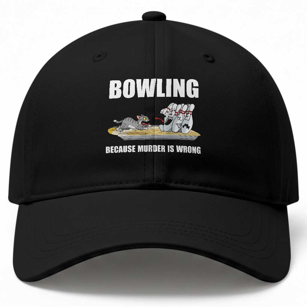 Funny Cat Baseball Cap Bowling Because Murder Is Wrong Gift TS12 Print Your Wear