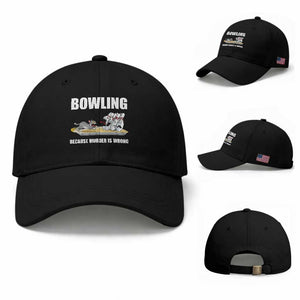 Funny Cat Baseball Cap Bowling Because Murder Is Wrong Gift TS12 Baseball Cap Universal Fit Black Print Your Wear