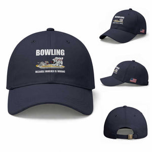 Funny Cat Baseball Cap Bowling Because Murder Is Wrong Gift TS12 Baseball Cap Universal Fit Navy Print Your Wear