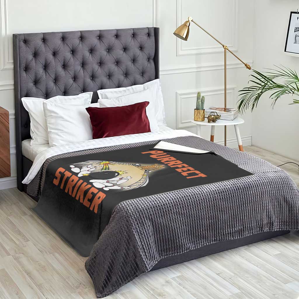 Funny Cat Bowling Gift Throw Blanket Purrfect Striker TS12 Print Your Wear