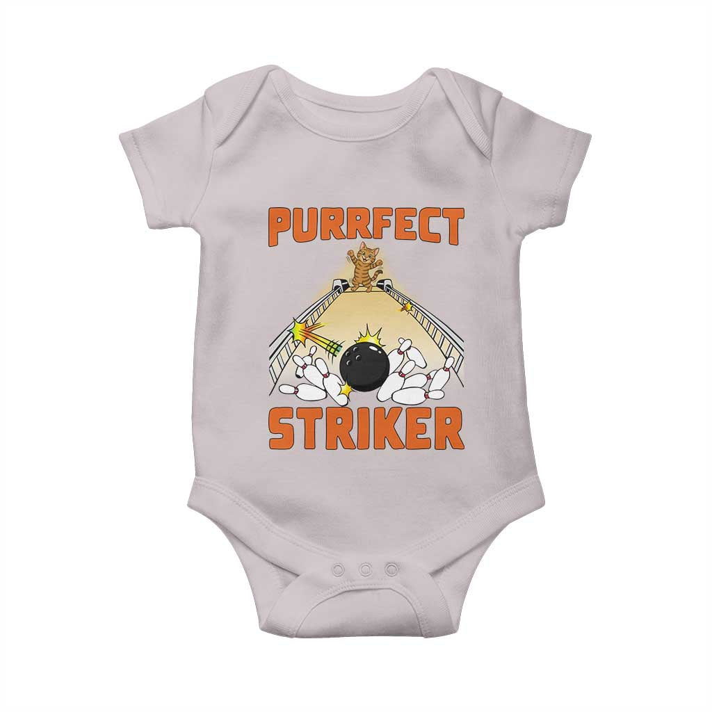 Funny Cat Bowling Gift Baby Onesie Purrfect Striker TS12 Ice Gray Print Your Wear