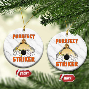 Funny Cat Bowling Gift Ceramic Ornament Purrfect Striker TS12 1pc White Marble Print Your Wear