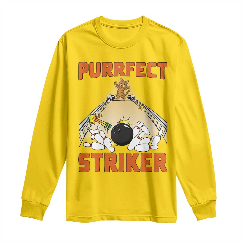 Funny Cat Bowling Gift Long Sleeve Shirt Purrfect Striker TS12 Daisy Print Your Wear