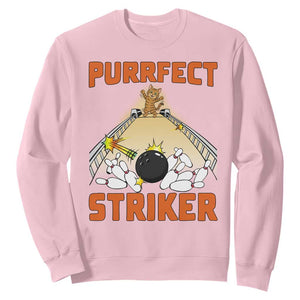 Funny Cat Bowling Gift Sweatshirt Purrfect Striker TS12 Light Pink Print Your Wear