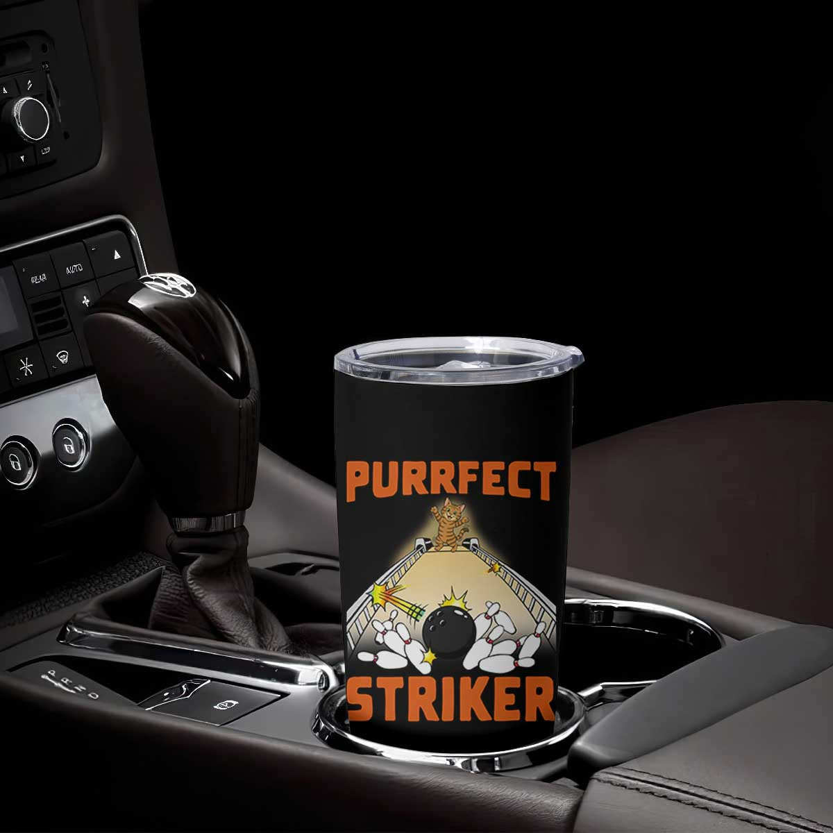 Funny Cat Bowling Gift Tumbler Cup Purrfect Striker TS12 Print Your Wear