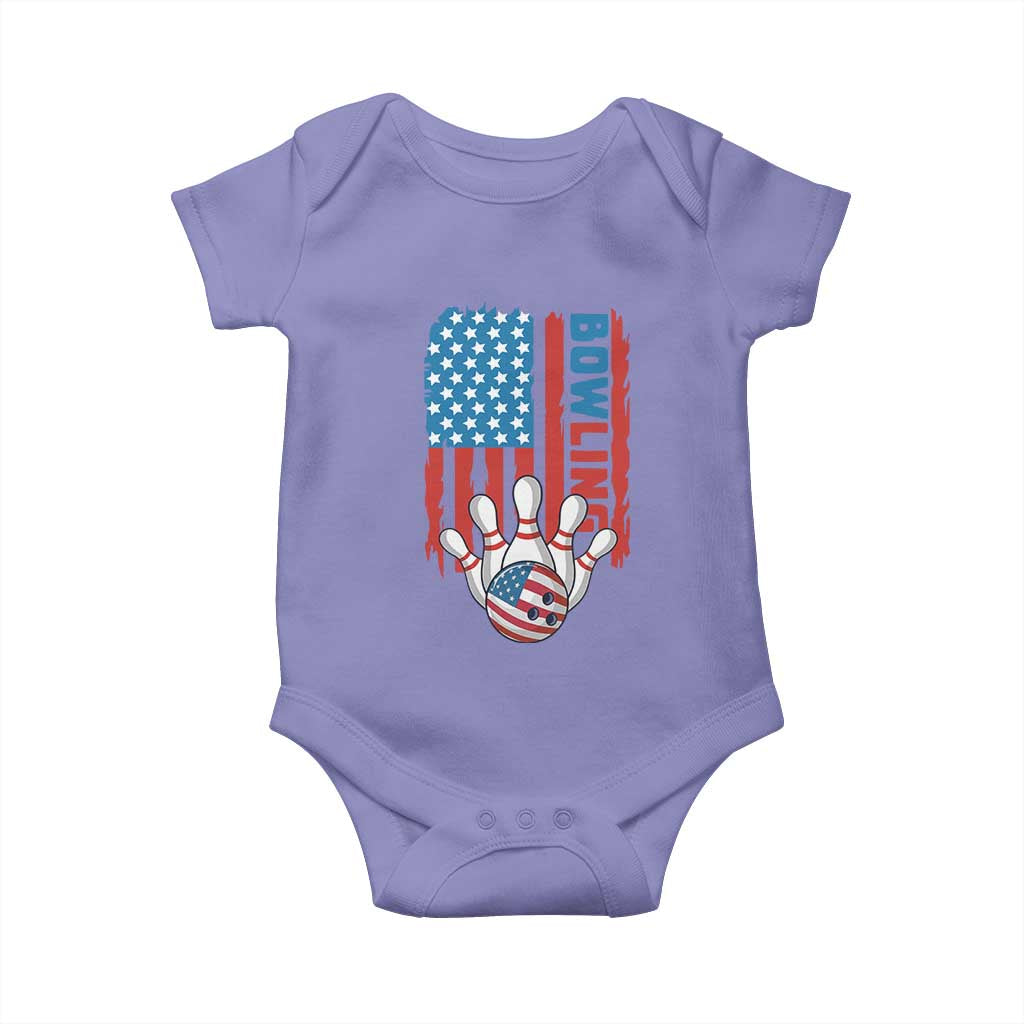 American Flag Patriotic Bowling Baby Onesie Bowler Gift TS12 Violet Print Your Wear