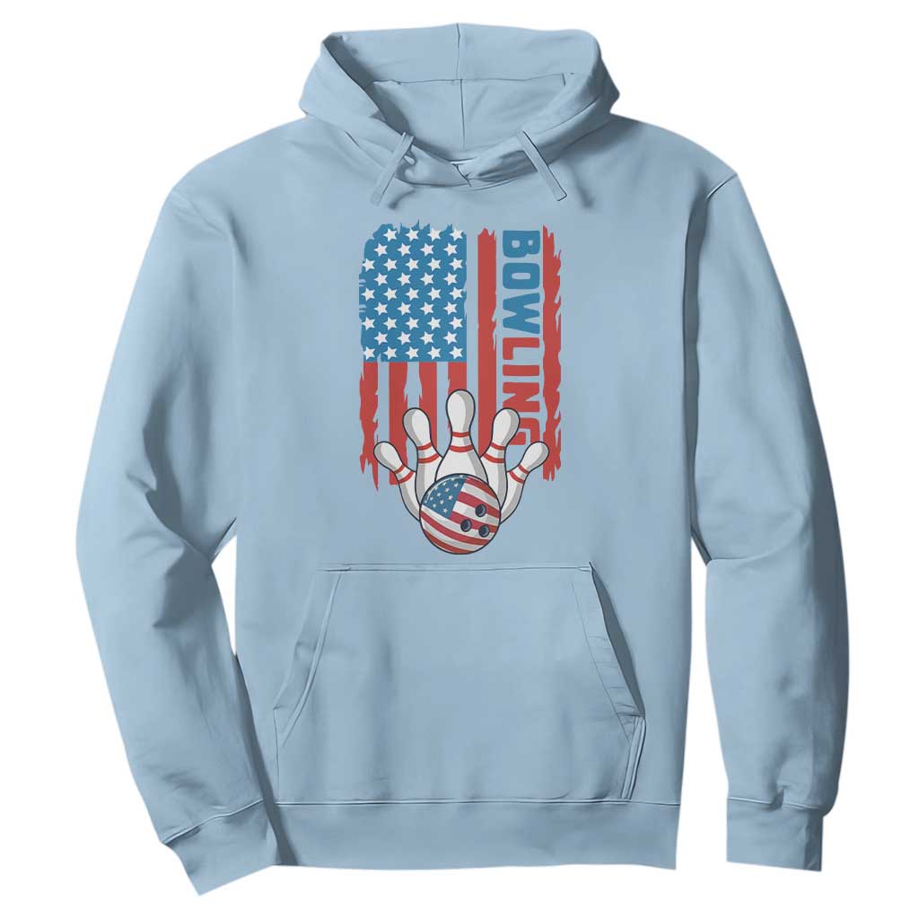 American Flag Patriotic Bowling Hoodie Bowler Gift TS12 Light Blue Print Your Wear