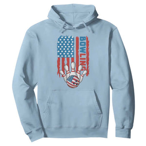 American Flag Patriotic Bowling Hoodie Bowler Gift TS12 Light Blue Print Your Wear