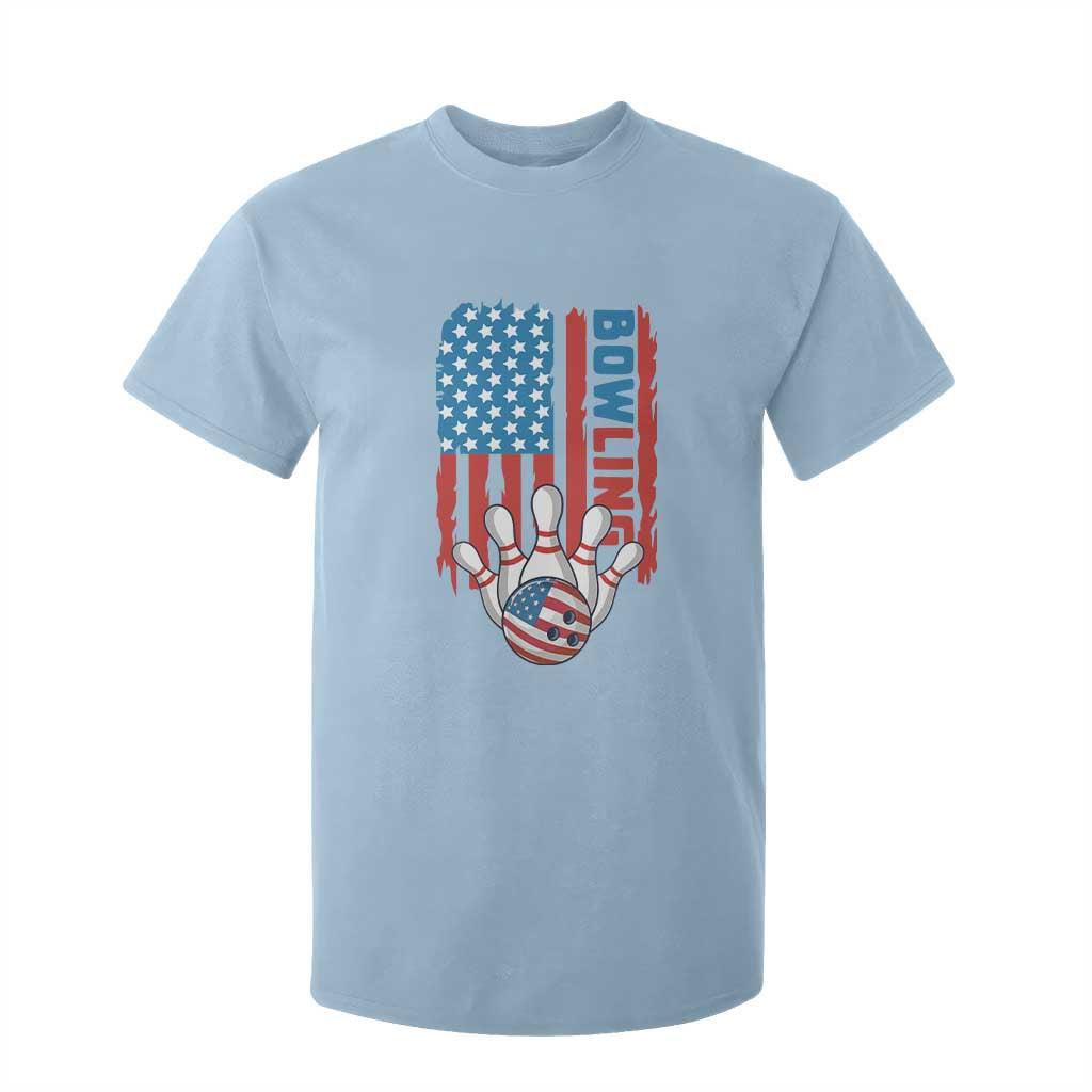 American Flag Patriotic Bowling T Shirt For Kid Bowler Gift TS12 Light Blue Print Your Wear