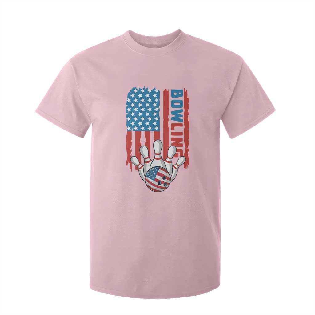 American Flag Patriotic Bowling T Shirt For Kid Bowler Gift TS12 Light Pink Print Your Wear