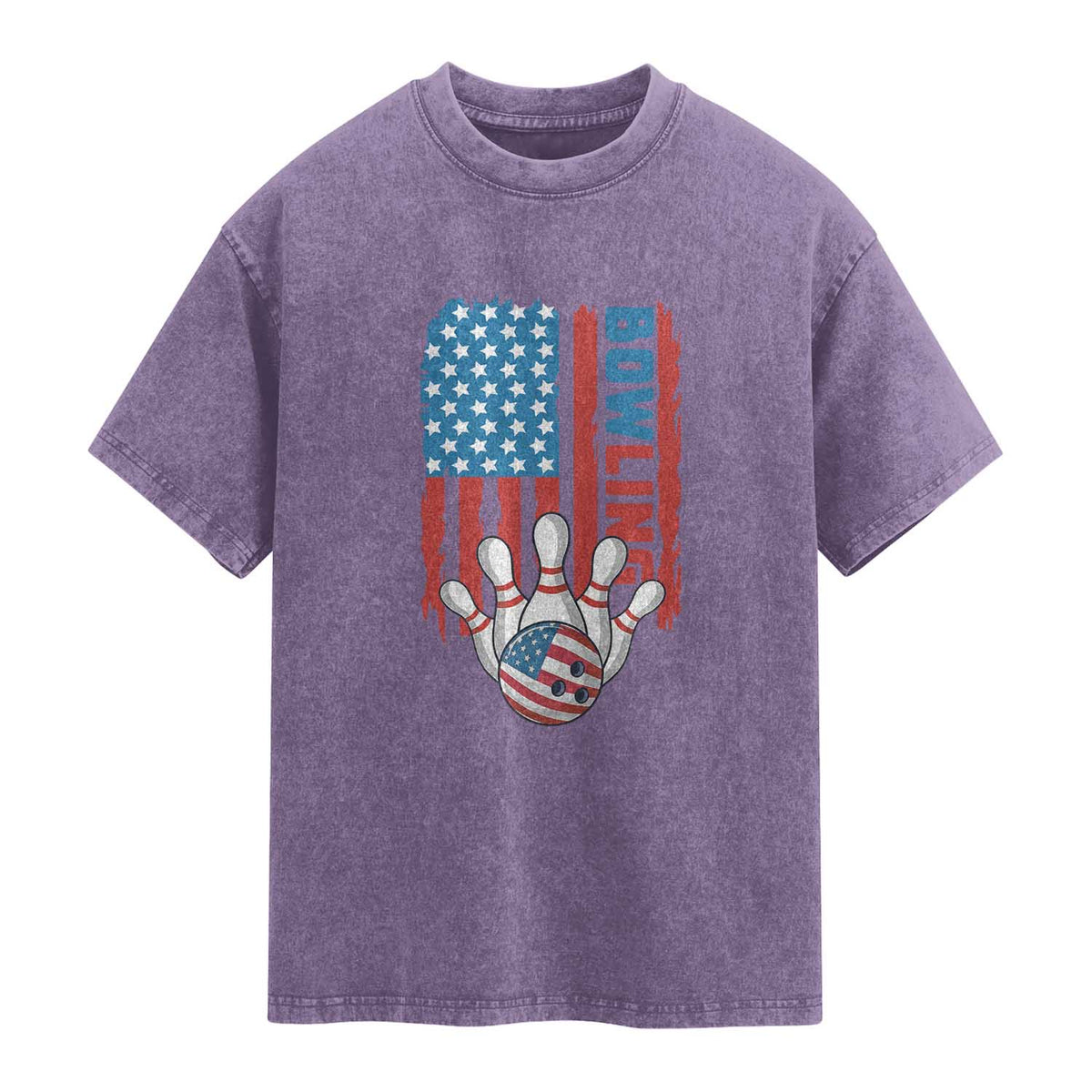 American Flag Patriotic Bowling Washed Cotton T-Shirt Bowler Gift
