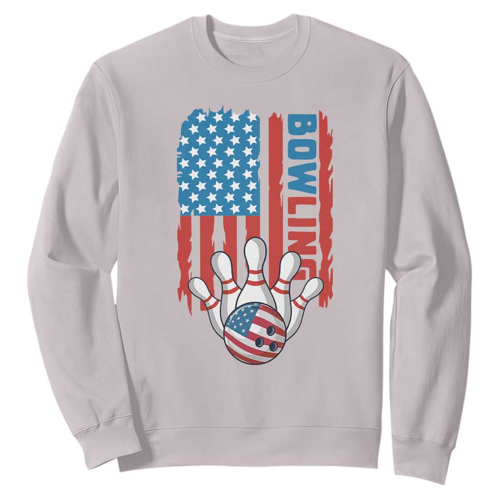 American Flag Patriotic Bowling Sweatshirt Bowler Gift TS12 Ice Gray Print Your Wear