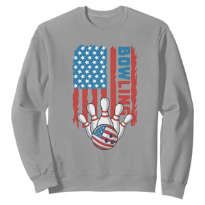 American Flag Patriotic Bowling Sweatshirt Bowler Gift TS12 Sport Gray Print Your Wear
