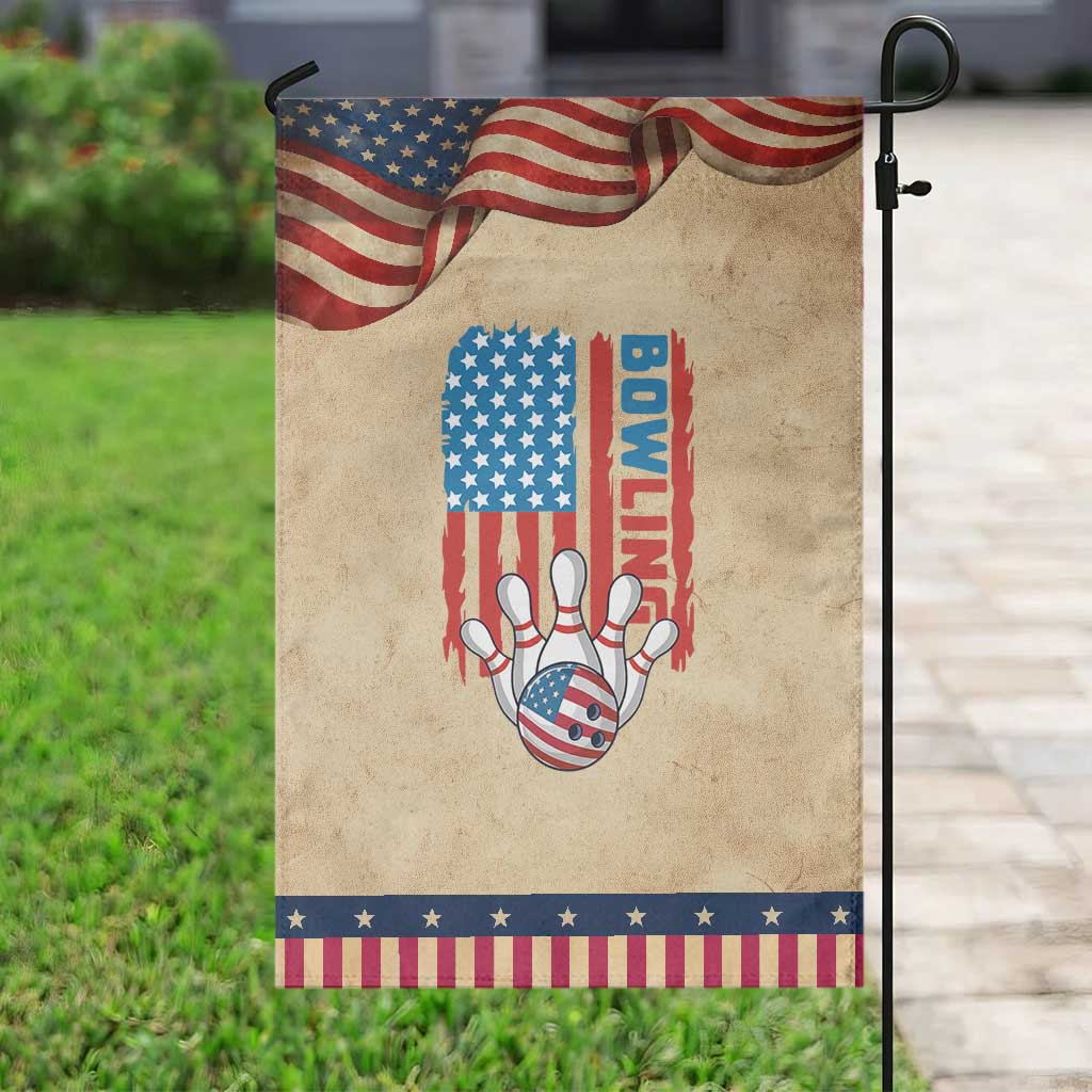 American Flag Patriotic Bowling Garden Flag Bowler Gift TS12 Vintage Rustic Tan Navy Print Your Wear