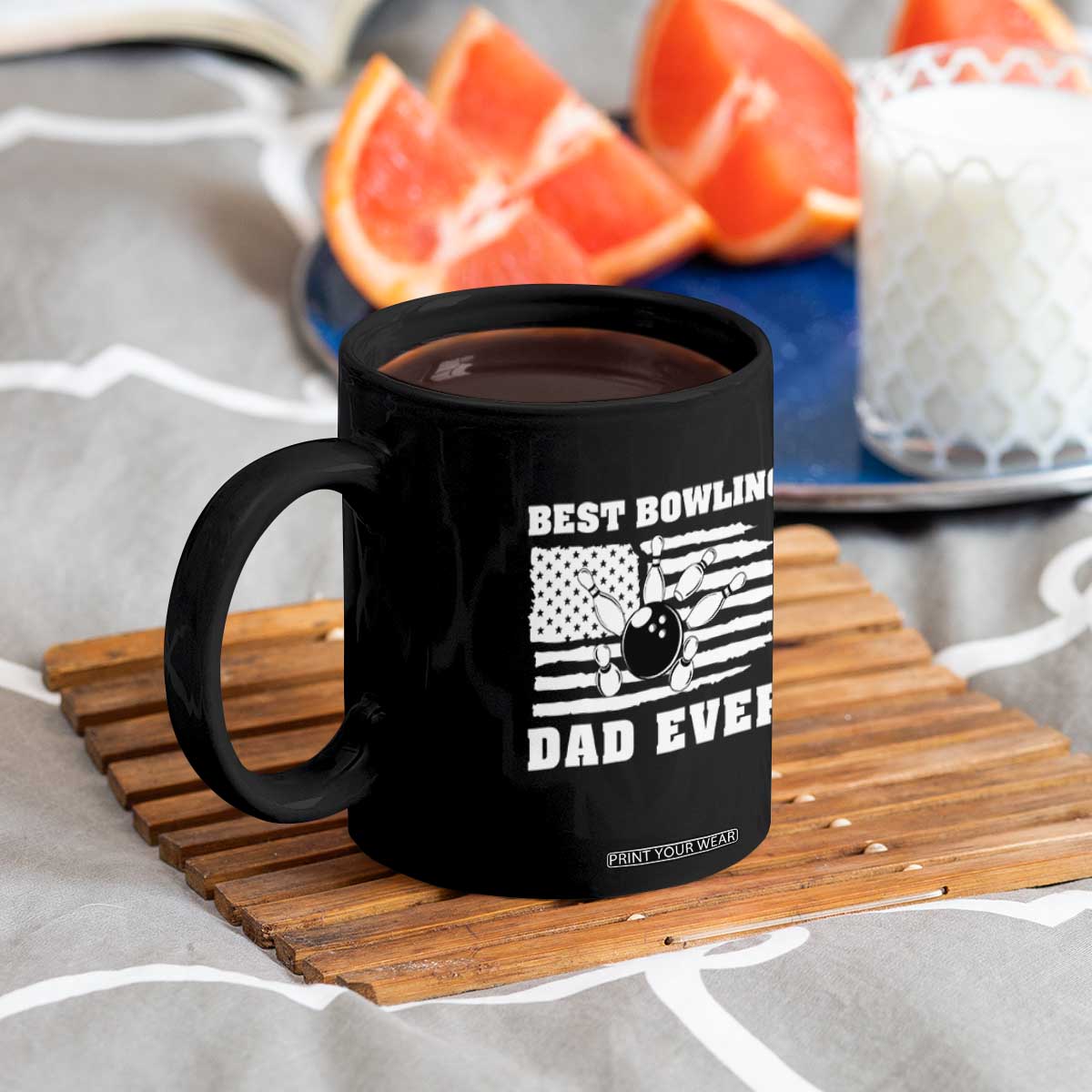Best Bowling Dad Ever Coffee Mug American Flag Patriotic Bowler Gift TS12 Print Your Wear