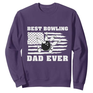 Best Bowling Dad Ever Sweatshirt American Flag Patriotic Bowler Gift TS12 Purple Print Your Wear