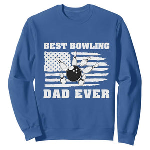 Best Bowling Dad Ever Sweatshirt American Flag Patriotic Bowler Gift TS12 Royal Blue Print Your Wear