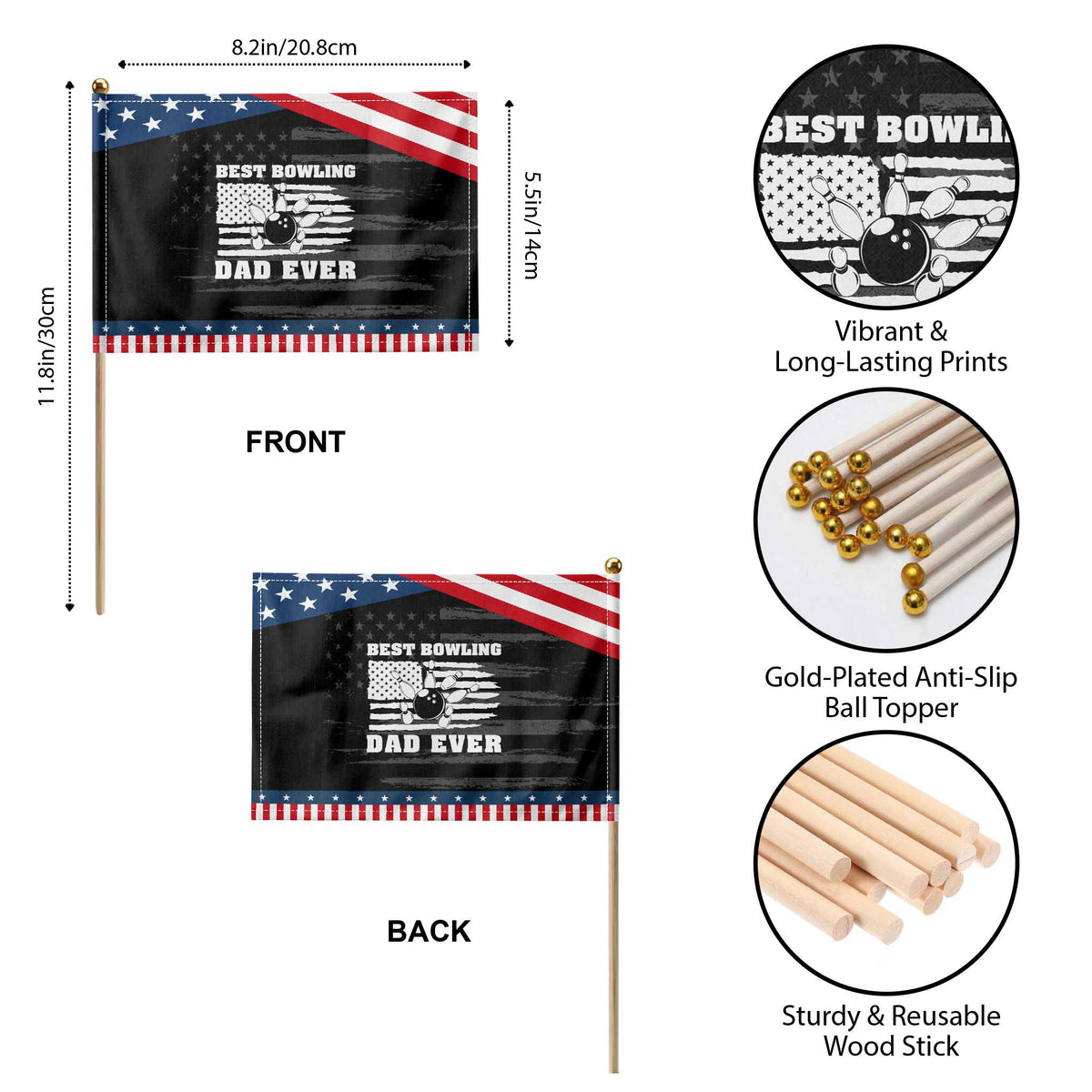Best Bowling Dad Ever Patriotic Handheld Flag American Flag Patriotic Bowler Gift TS12 Print Your Wear