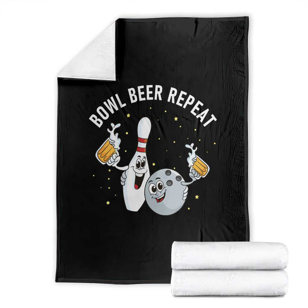 Funny Bowling Beer Lover Gift Throw Blanket Bowl Beer Repeat TS12 Black Print Your Wear