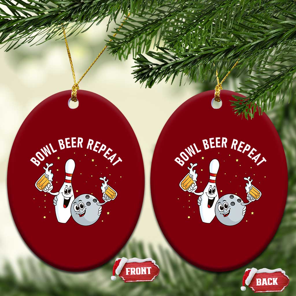 Funny Bowling Beer Lover Gift Ceramic Ornament Bowl Beer Repeat TS12 Print Your Wear
