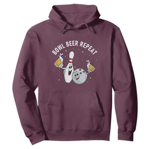 Funny Bowling Beer Lover Gift Hoodie Bowl Beer Repeat TS12 Maroon Print Your Wear