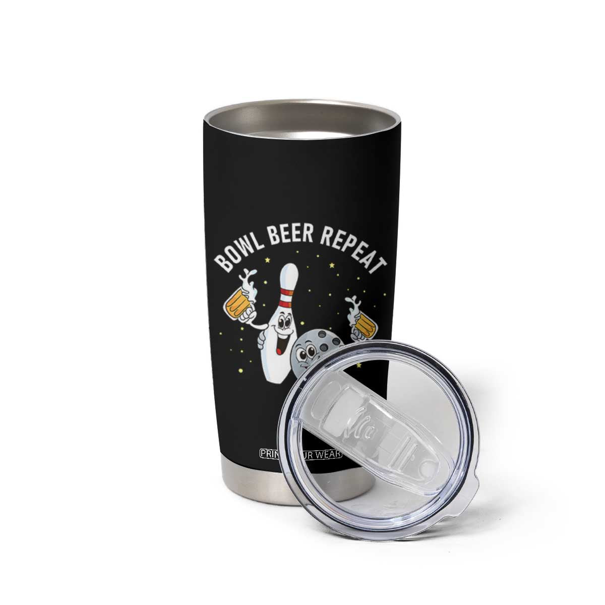 Funny Bowling Beer Lover Gift Tumbler Cup Bowl Beer Repeat TS12 Print Your Wear
