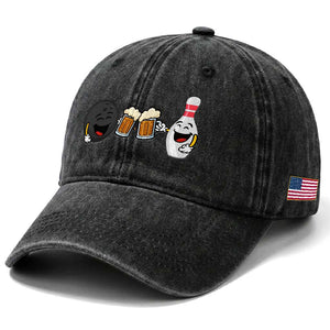 Funny Bowling And Beer Lover Gift Washed Cotton Baseball Cap TS12 Print Your Wear