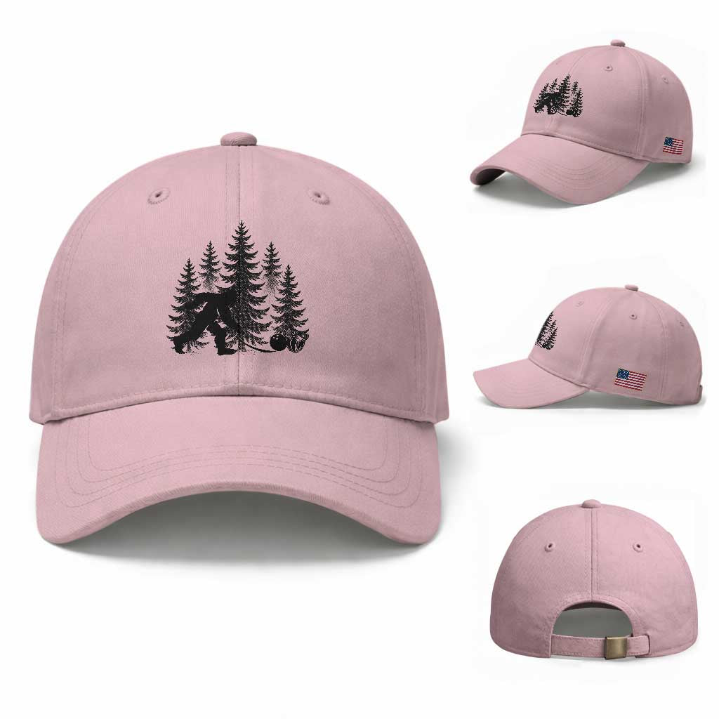 Funny Bigfoot Bowler Baseball Cap Bowling Strike Sports Lover Gift TS12 Baseball Cap Universal Fit Light Pink Print Your Wear