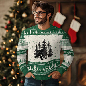 Funny Bigfoot Bowler Ugly Christmas Sweater Bowling Strike Sports Lover Gift TS12 Beige Green Print Your Wear