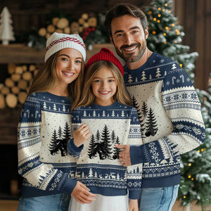 Funny Bigfoot Bowler Ugly Christmas Sweater Bowling Strike Sports Lover Gift TS12 Beige Navy Print Your Wear