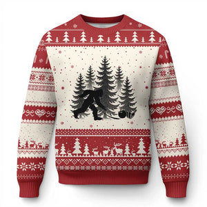 Funny Bigfoot Bowler Ugly Christmas Sweater Bowling Strike Sports Lover Gift TS12 Beige Red Print Your Wear