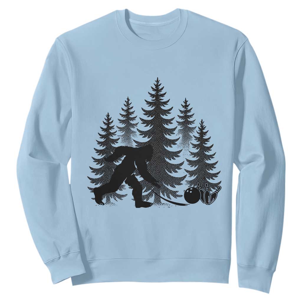 Funny Bigfoot Bowler Sweatshirt Bowling Strike Sports Lover Gift TS12 Light Blue Print Your Wear