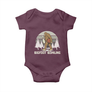 Funny Bigfoot Bowling Baby Onesie Gift For Bowler TS12 Maroon Print Your Wear