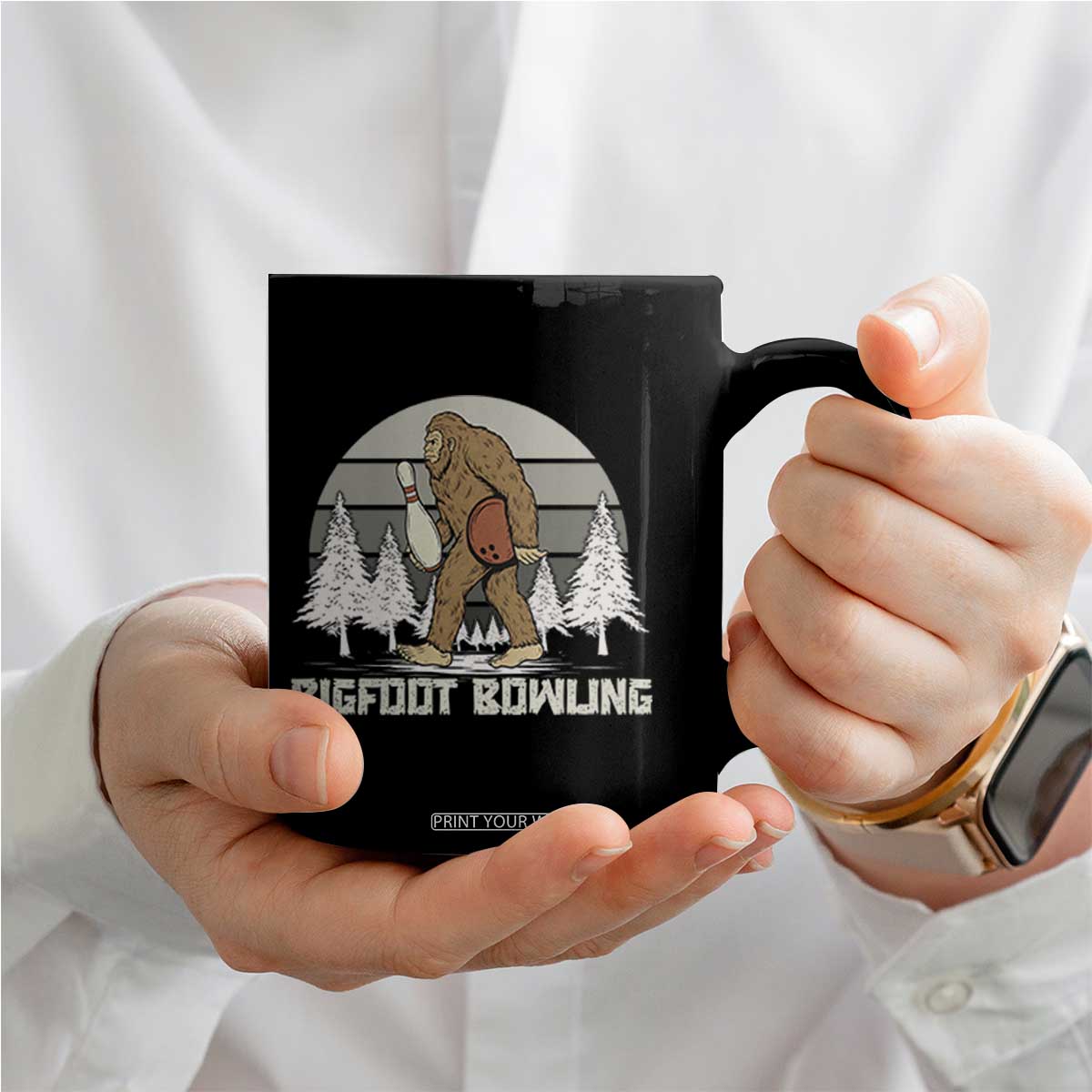 Funny Bigfoot Bowling Coffee Mug Gift For Bowler TS12 Print Your Wear