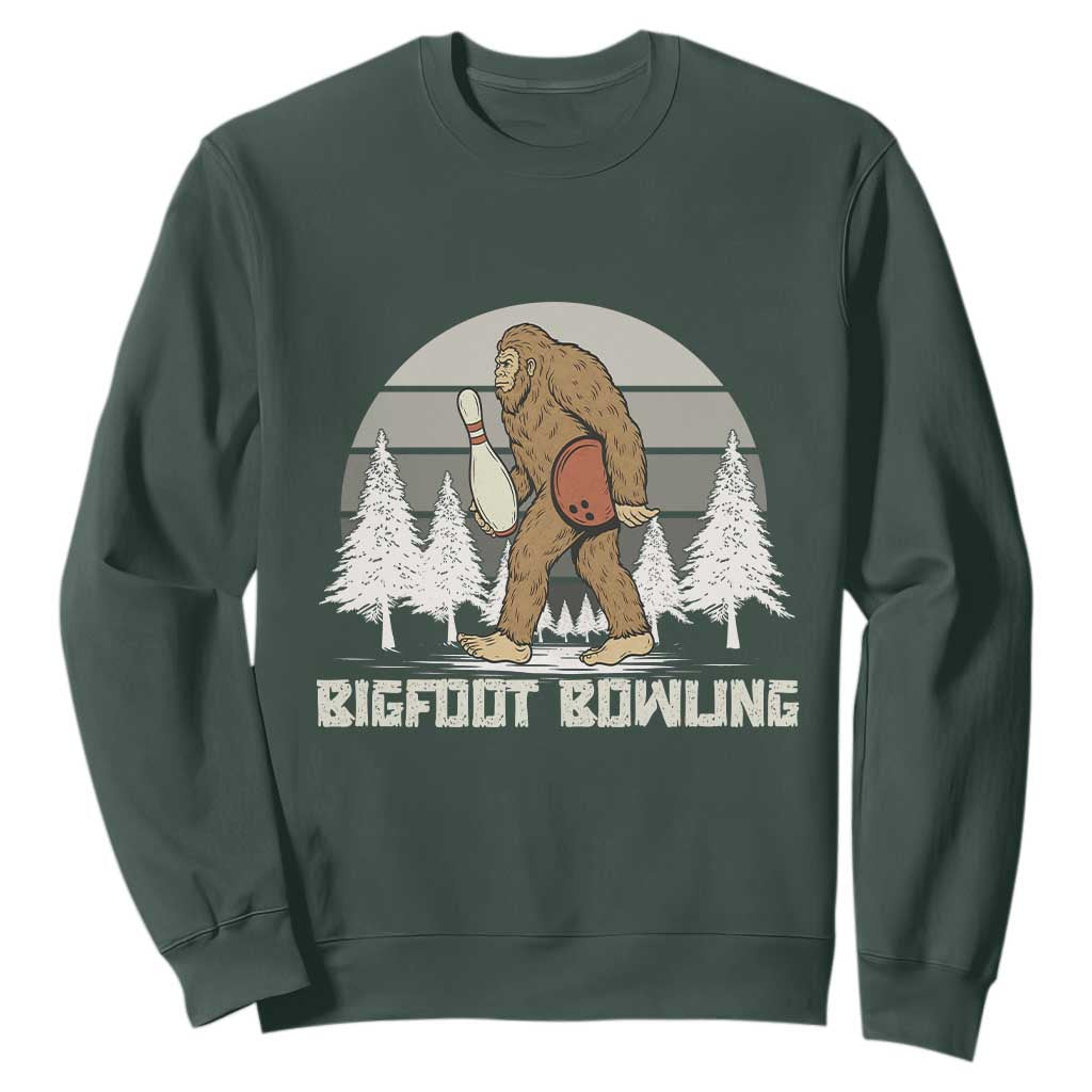 Funny Bigfoot Bowling Sweatshirt Gift For Bowler TS12 Dark Forest Green Print Your Wear