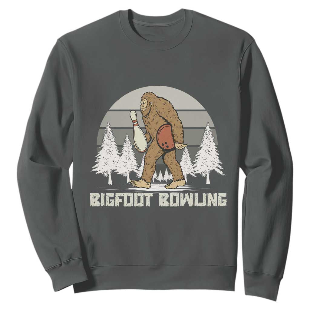 Funny Bigfoot Bowling Sweatshirt Gift For Bowler TS12 Dark Heather Print Your Wear