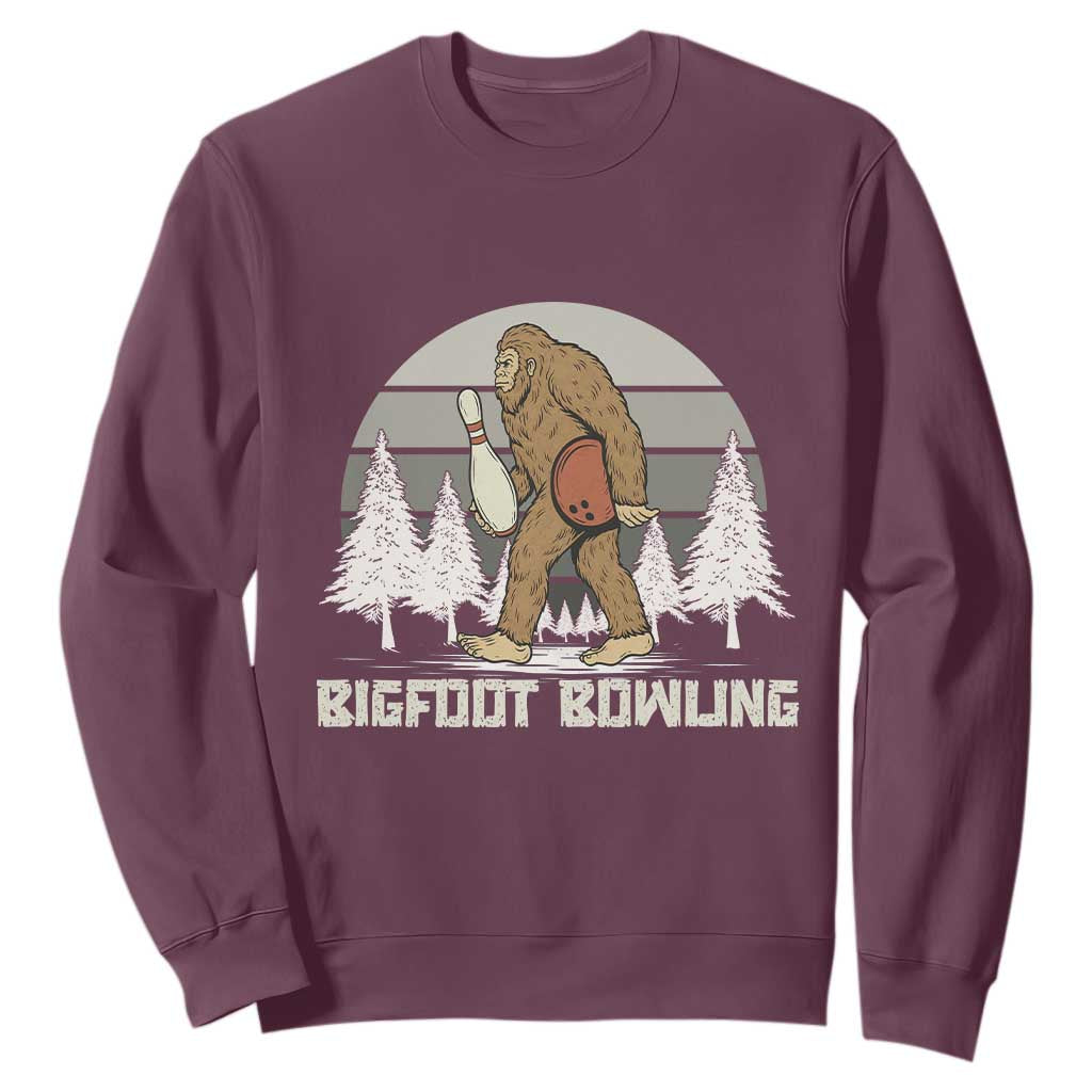 Funny Bigfoot Bowling Sweatshirt Gift For Bowler TS12 Maroon Print Your Wear