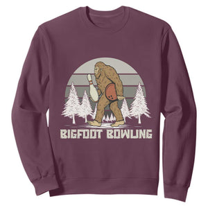 Funny Bigfoot Bowling Sweatshirt Gift For Bowler TS12 Maroon Print Your Wear