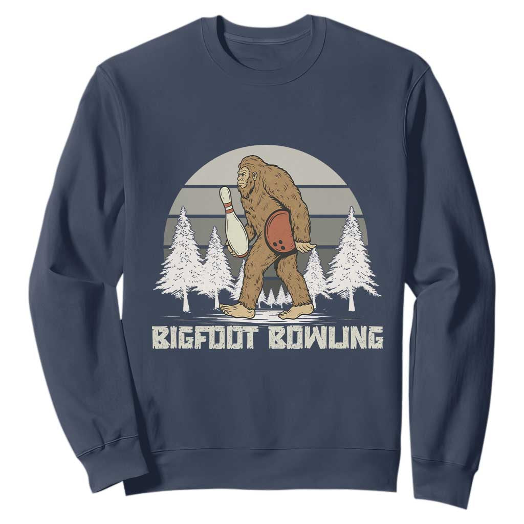 Funny Bigfoot Bowling Sweatshirt Gift For Bowler TS12 Navy Print Your Wear
