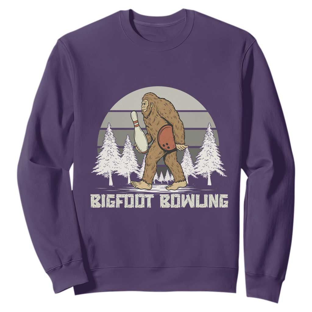 Funny Bigfoot Bowling Sweatshirt Gift For Bowler TS12 Purple Print Your Wear
