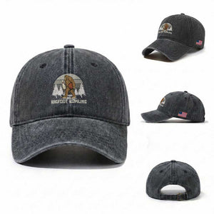 Funny Bigfoot Bowling Washed Cotton Baseball Cap Gift For Bowler TS12 Washed Cap Universal Fit Dark Gray Print Your Wear