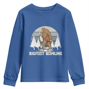 Funny Bigfoot Bowling Youth Sweatshirt Gift For Bowler TS12 Royal Blue Print Your Wear