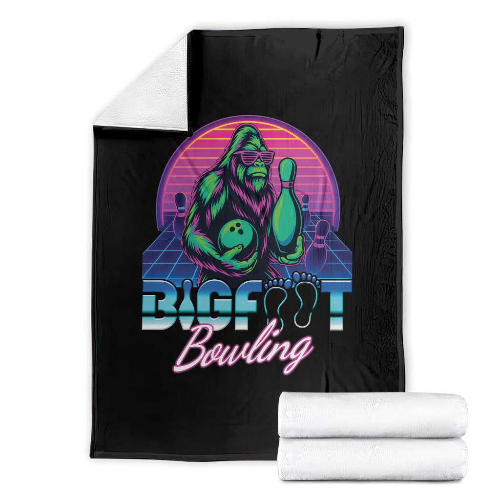 Funny Bigfoot Bowling Vaporwave Gift Throw Blanket TS12 Black Print Your Wear