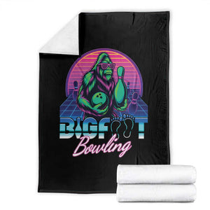 Funny Bigfoot Bowling Vaporwave Gift Throw Blanket TS12 Black Print Your Wear