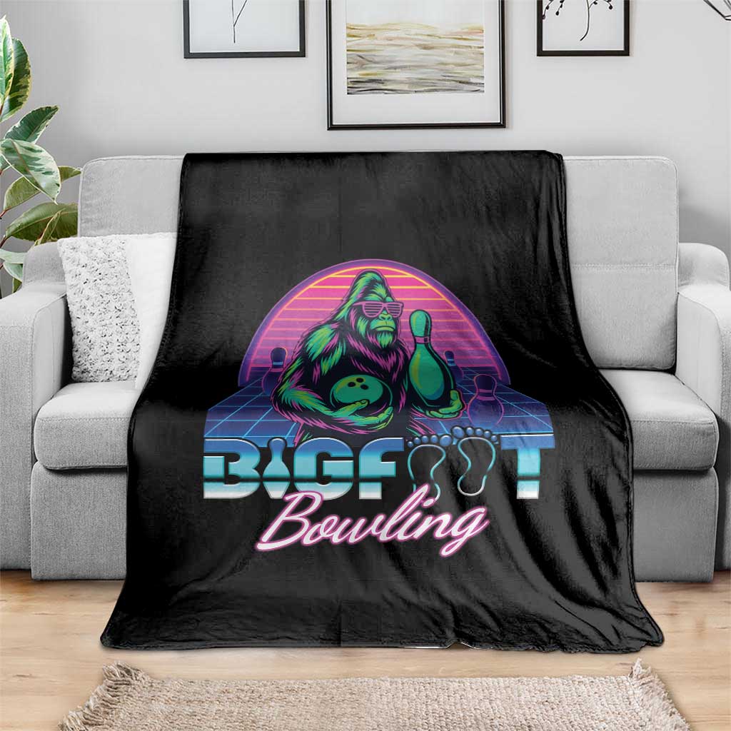 Funny Bigfoot Bowling Vaporwave Gift Throw Blanket TS12 Print Your Wear