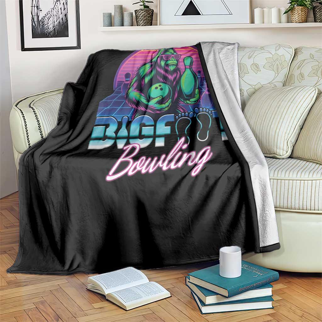 Funny Bigfoot Bowling Vaporwave Gift Throw Blanket TS12 Print Your Wear