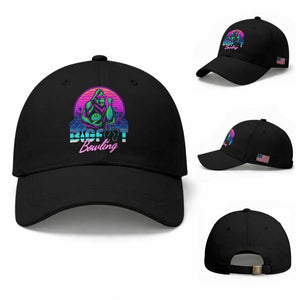 Funny Bigfoot Bowling Vaporwave Gift Baseball Cap TS12 Baseball Cap Universal Fit Black Print Your Wear